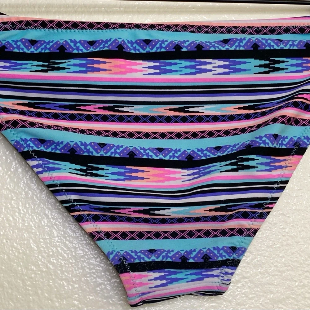 Seeded & Sewn Black Southwestern Tribal Bikini Swim Bottoms - Juniors Medium